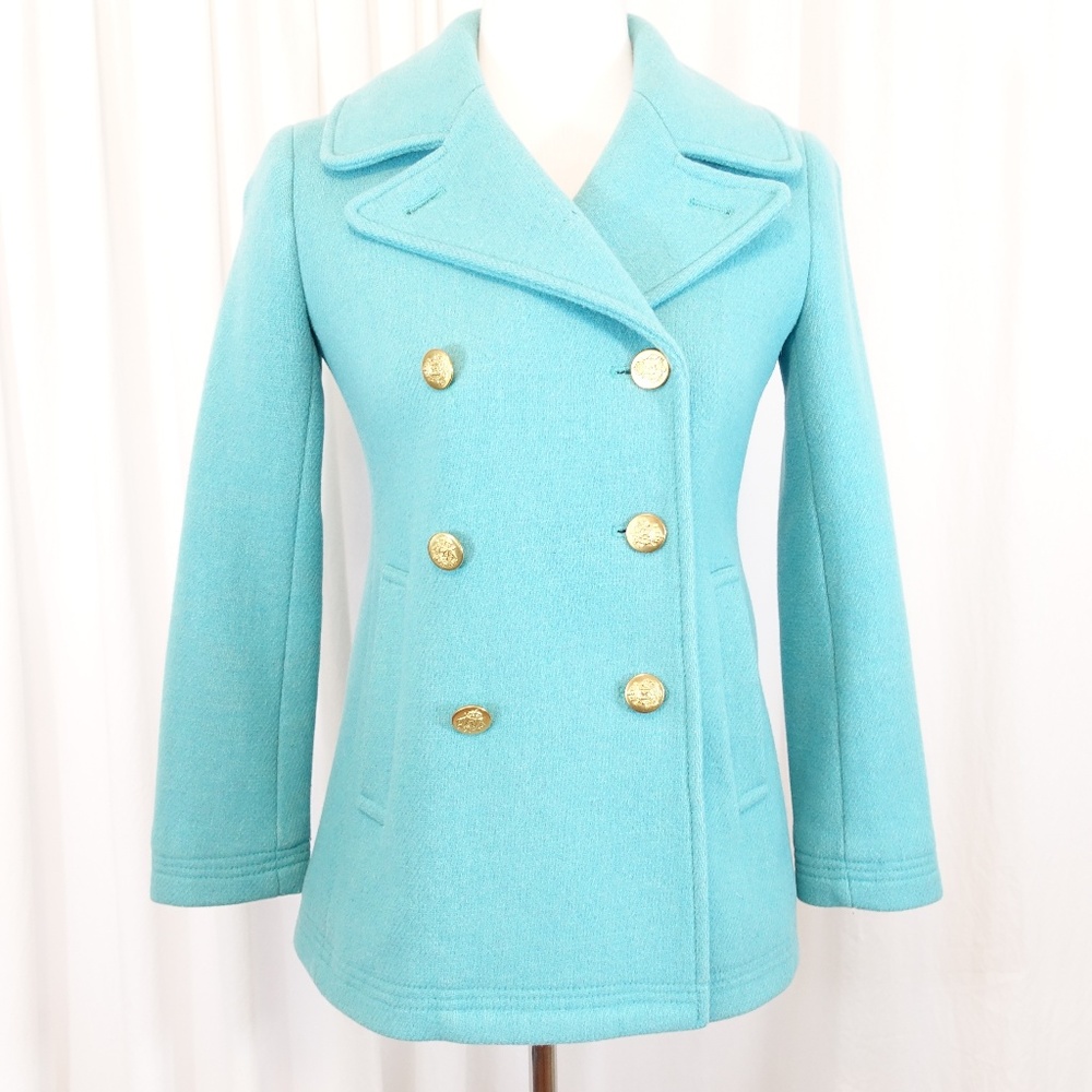 J Crew Factory Classic Peacoat - Aqua Size 0P